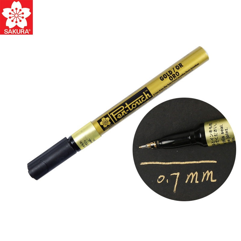 Sakura Pen-Touch Paint Marker 0.7/1.0/2.0mm Metallic Gold Color,4 Pack