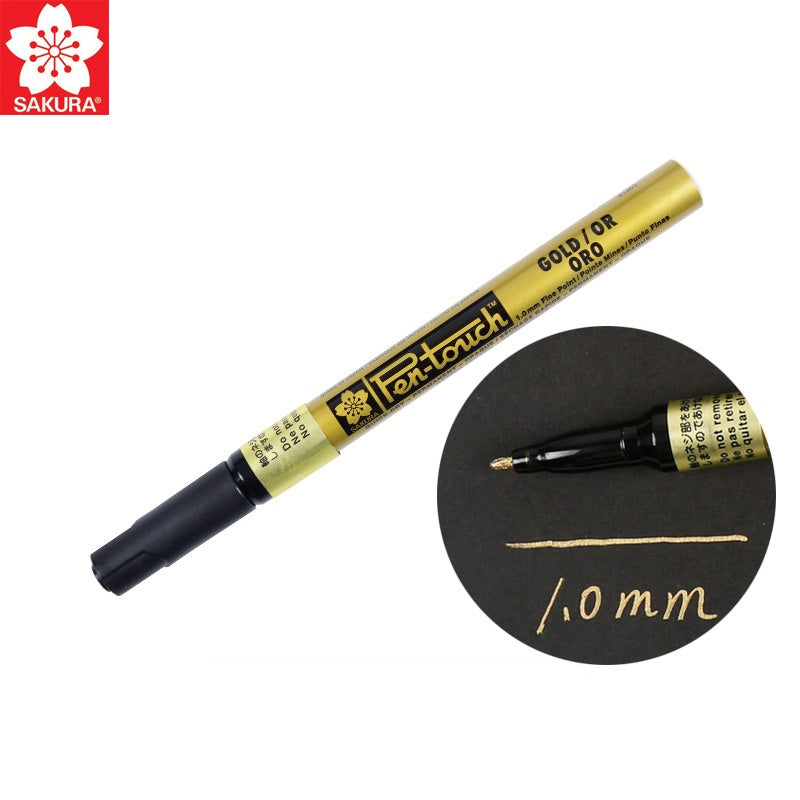 Sakura Pen-Touch Paint Marker 0.7/1.0/2.0mm Metallic Gold Color,4 Pack