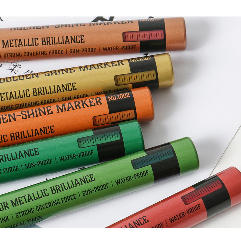 STA 6 Color Golden Shine Metallic Paint Markers 2mm Tip