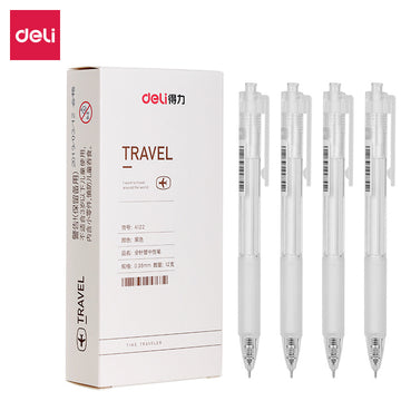 DELI Travel Retractable Gel Pen,Micro Point 0.38mm,Black Ink,12 Pack