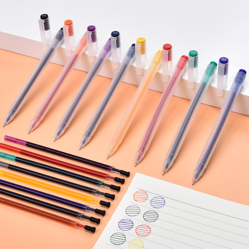 DELI 8 Color Gel Ink Pen with 8pcs Refills 0.5MM Needle Tip