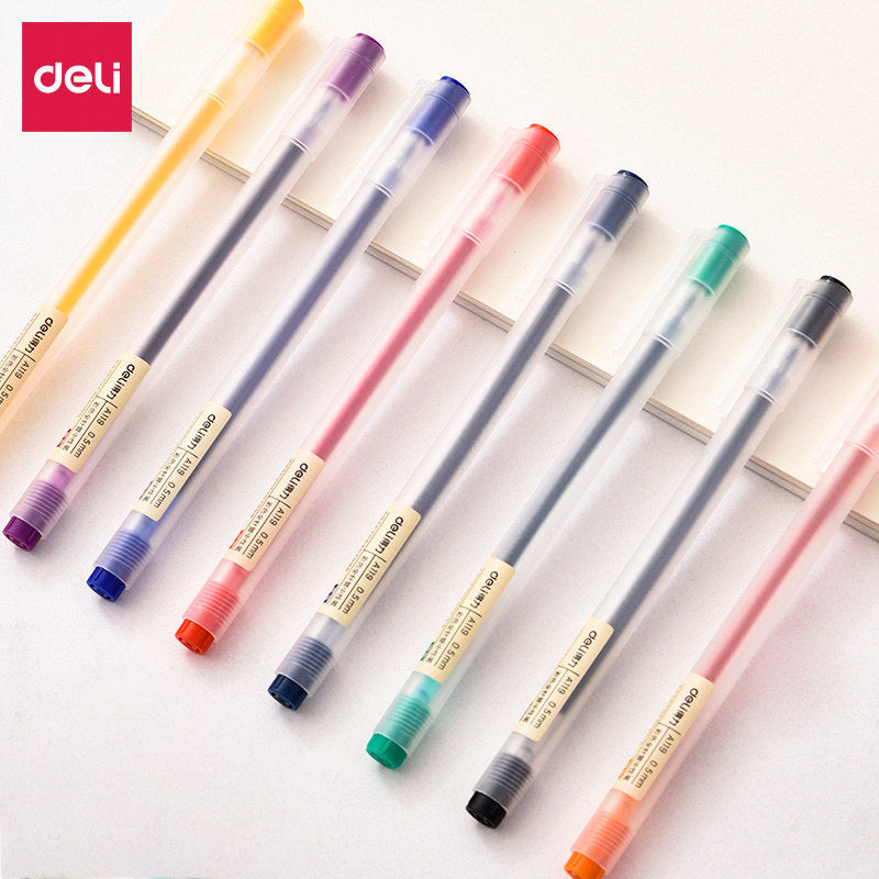 DELI A119 Colors Gel Pen Needle Tip 0.5mm Fine Point 12 Pack