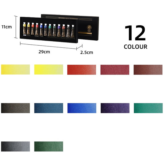 Paul Rubens Profesional Artist Watercolor Paint Set,5ml Tube,12 Colors