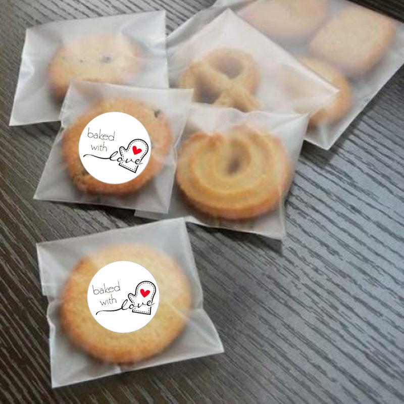 1000pcs Baked with Love Stickers,Round 1 Inch White and Brown Labels