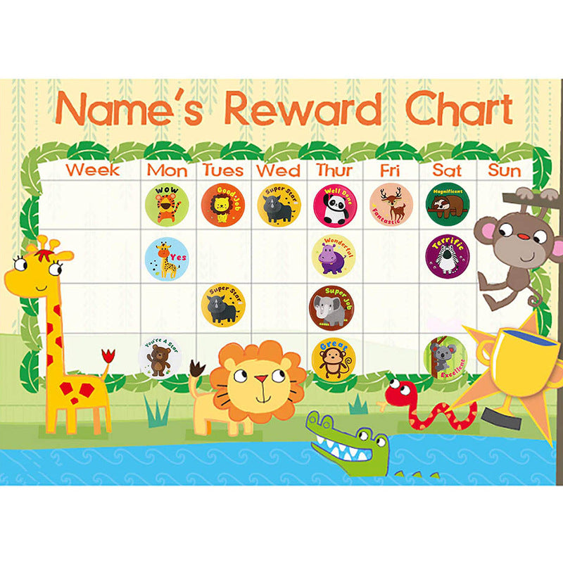 1000PCS Round Animal Reward Stickers for Teacher Classroom 1 INCH