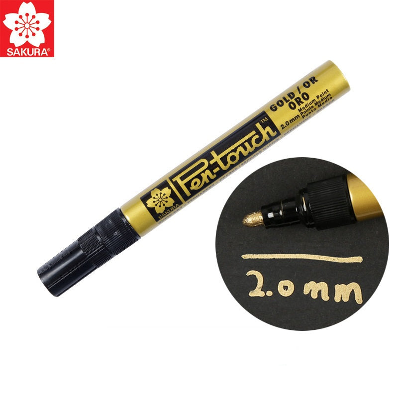 Sakura Pen-Touch Paint Marker 0.7/1.0/2.0mm Metallic Gold Color,4 Pack