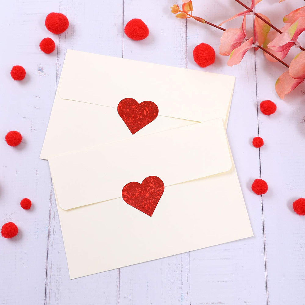 500Pcs Glitter Red Heart Stickers 1.5 inch