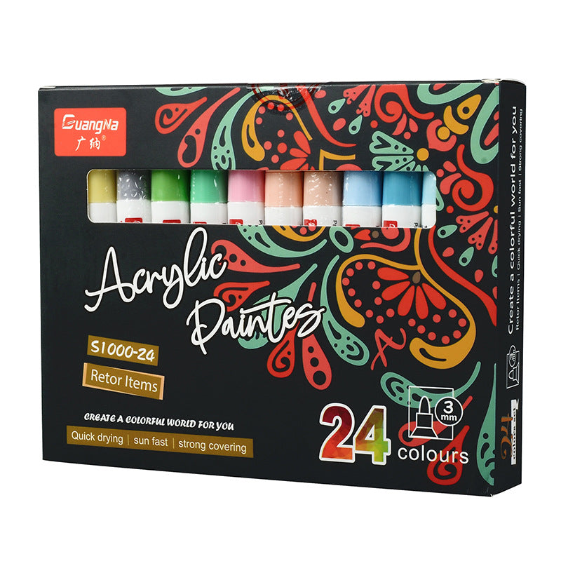 Guangna Pastel Paint Acrylic Marker Pens,3mm Medium Tip,24 Colors