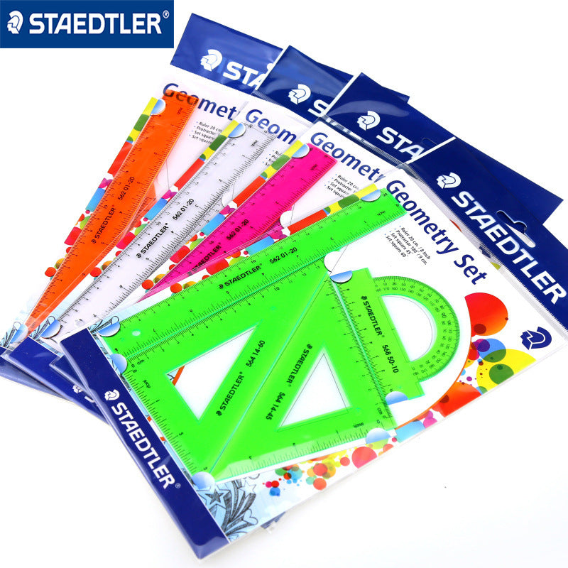 Staedtler 4 Piece Geometry Set Square Ruler and Protractor