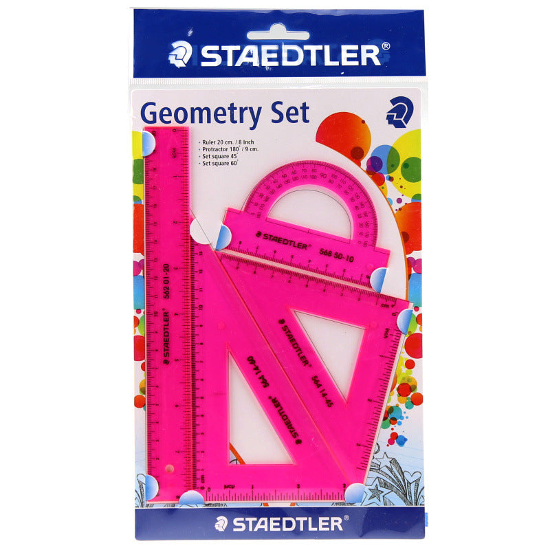 Staedtler 4 Piece Geometry Set Square Ruler and Protractor