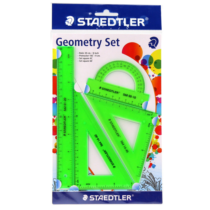 Staedtler 4 Piece Geometry Set Square Ruler and Protractor