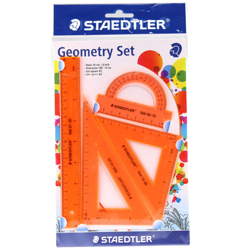 Staedtler 4 Piece Geometry Set Square Ruler and Protractor