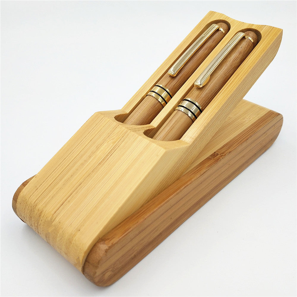 2pcs Wooden Gift Ballpoint Pen with Wood Display Case and 4 Pen Refills