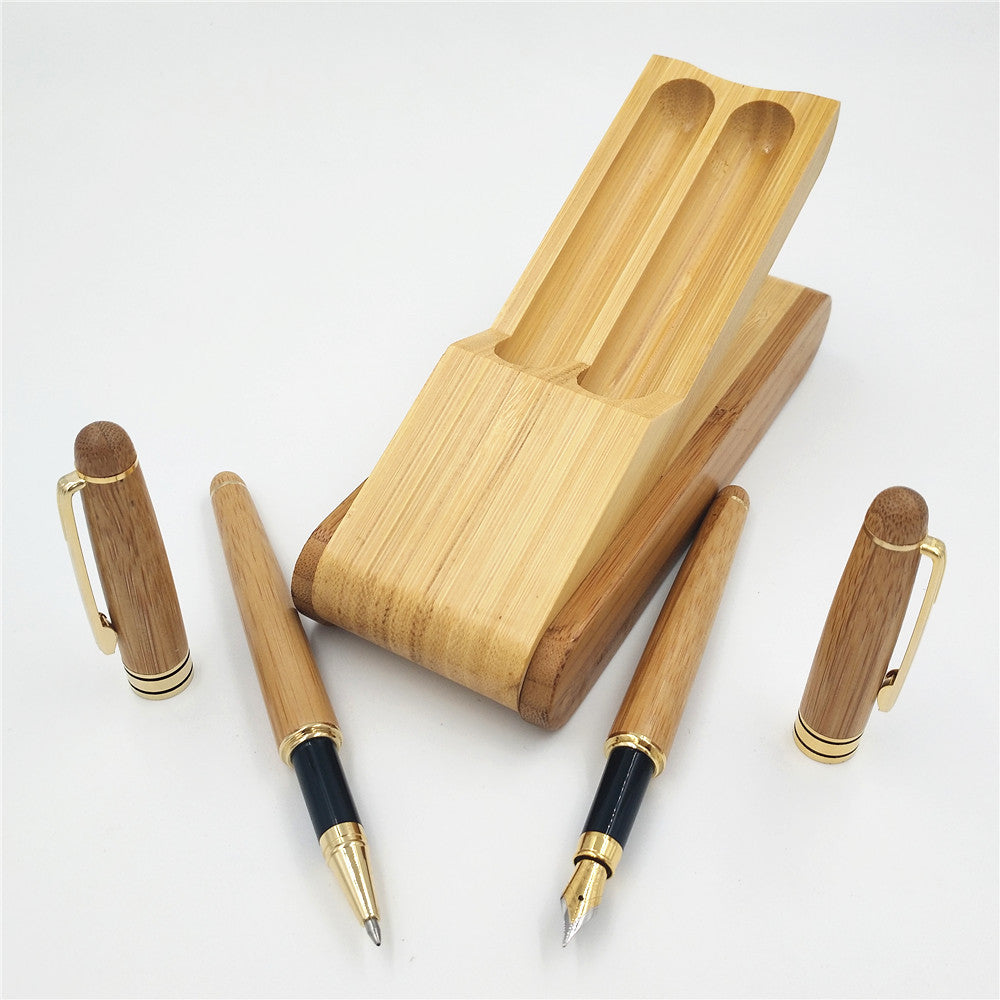 2pcs Wooden Gift Ballpoint Pen with Wood Display Case and 4 Pen Refills