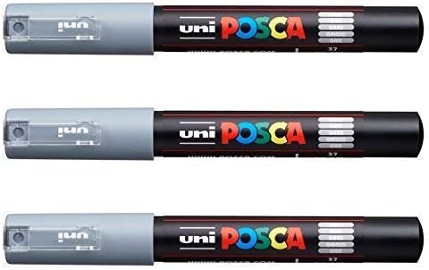 Posca PC-1M Paint Art Marker Pens Grey Set 3 Pack