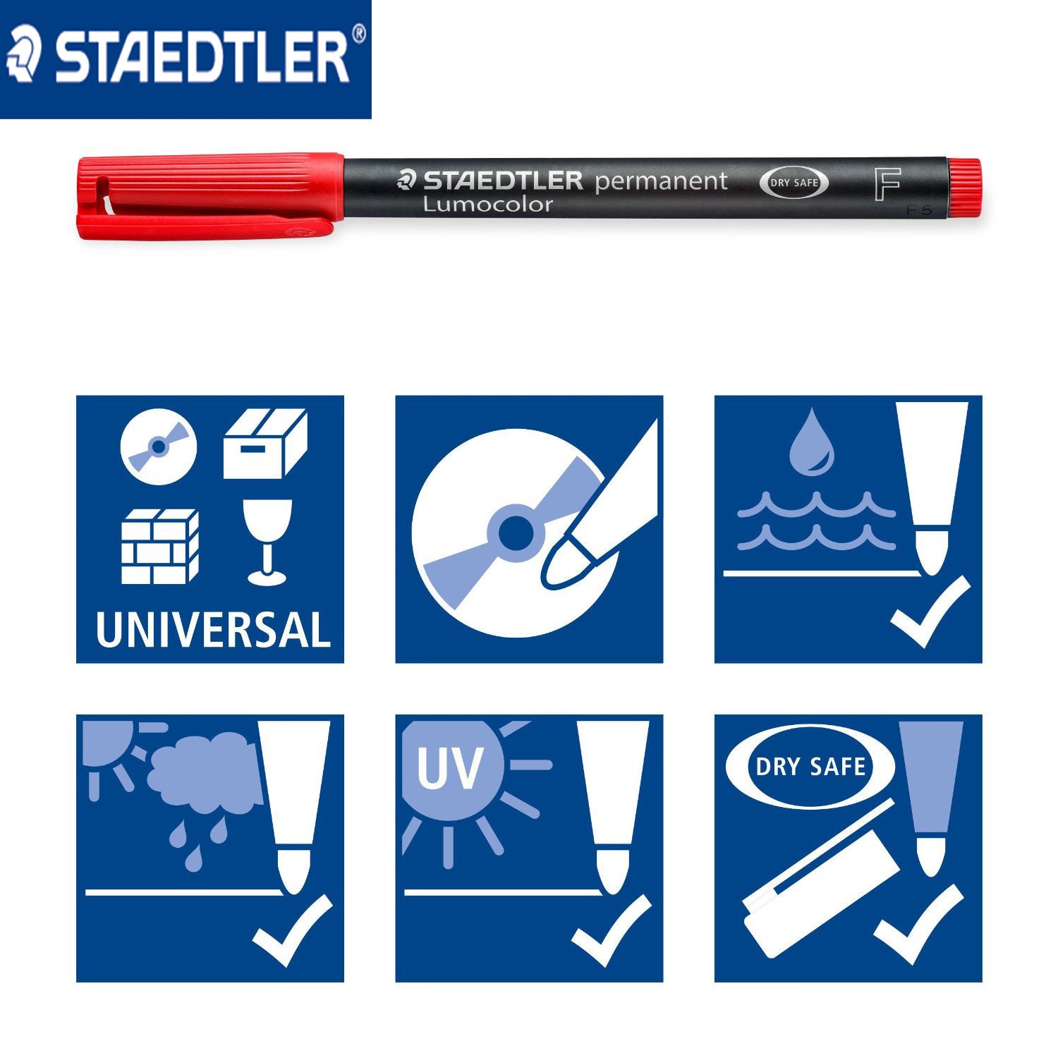 Staedtler Lumocolor 318F Permanent Markers Fine Tip 0.6mm,4 Pack