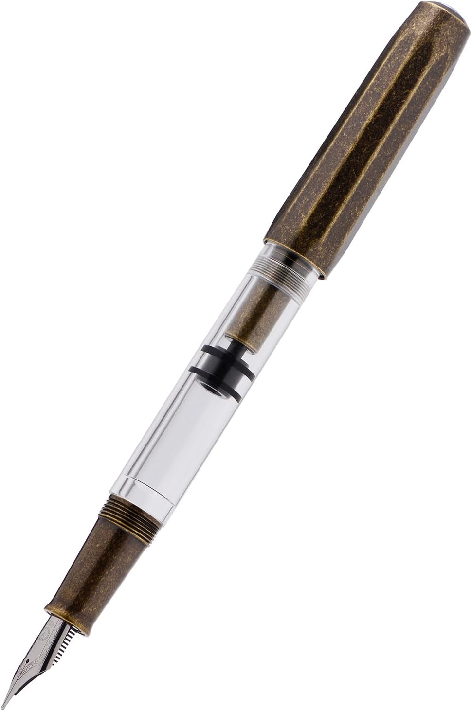 MAJOHN T1 Piston Fountain Pen,Aluminium Transparent,0.5mm Fine Nib