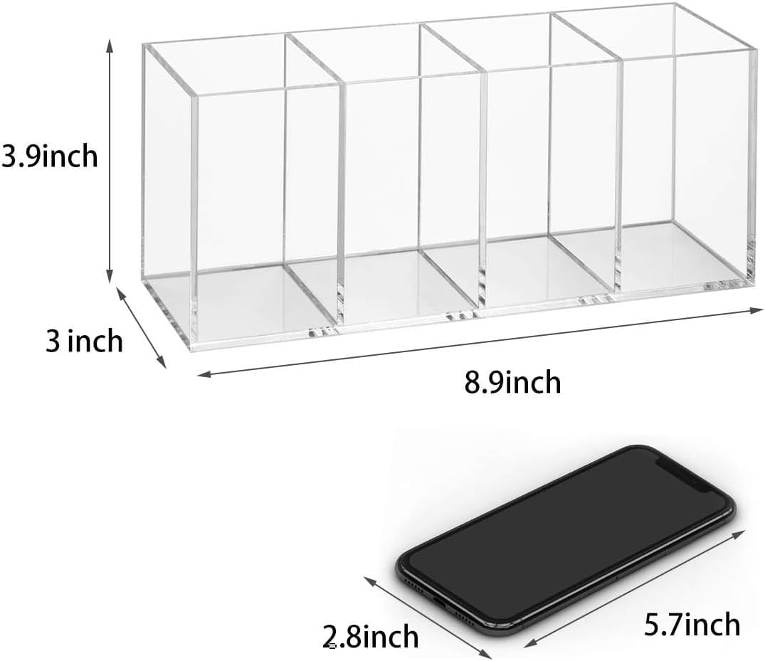 Acrylic Desk Pen Holder 4 Compartments