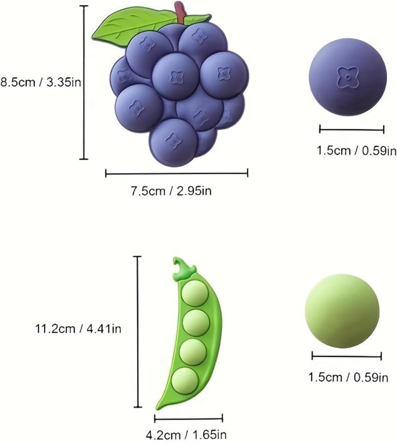 Blueberry and Pea Refrigerator Creative Fridge Magnets