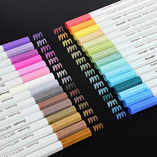 Guangna Metallic Marker Pens,30 Assorted Colors Fine Tip