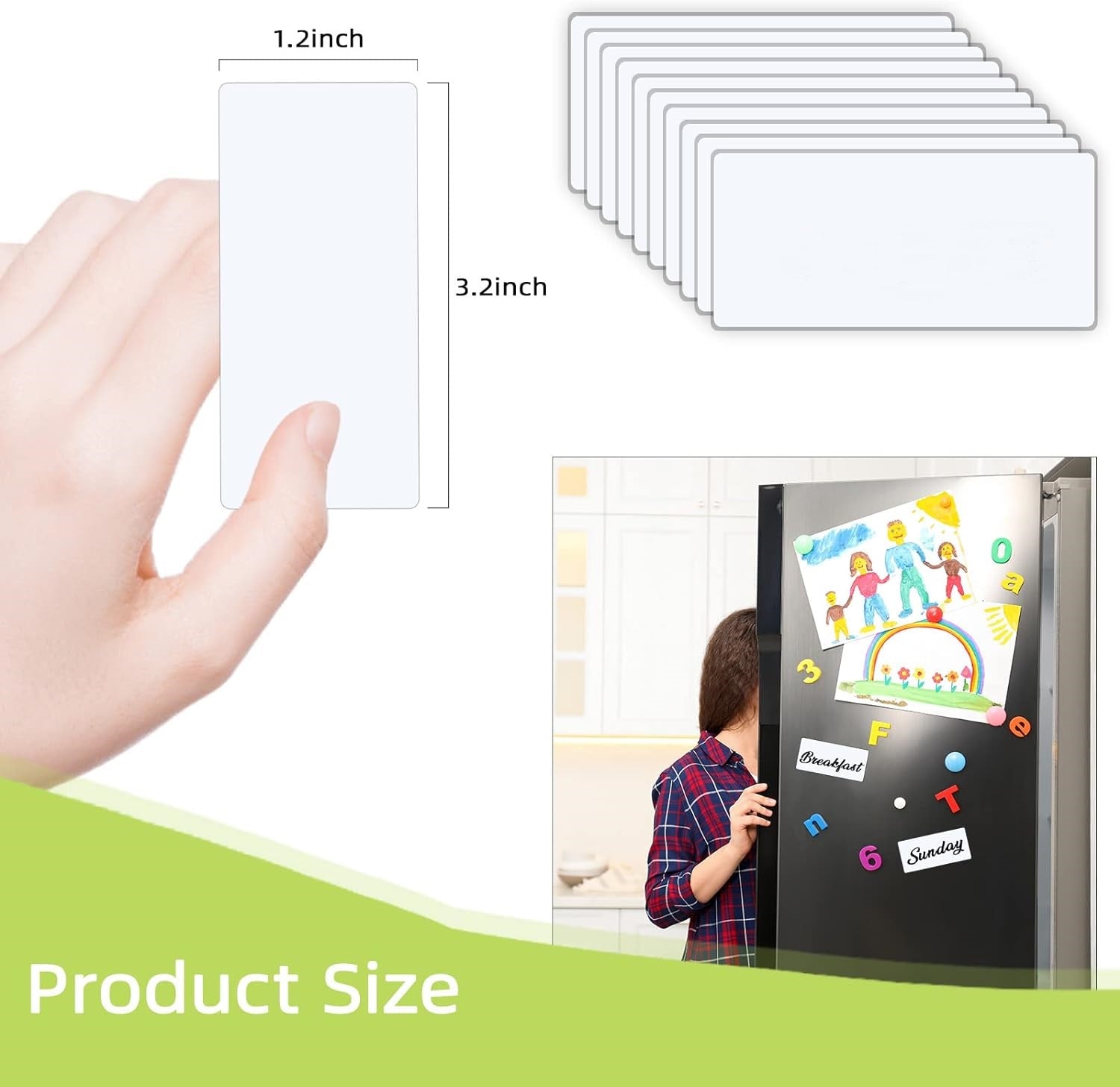 54pcs Dry Erase Magnetic Labels (1.2x3.2") White Stickers Set