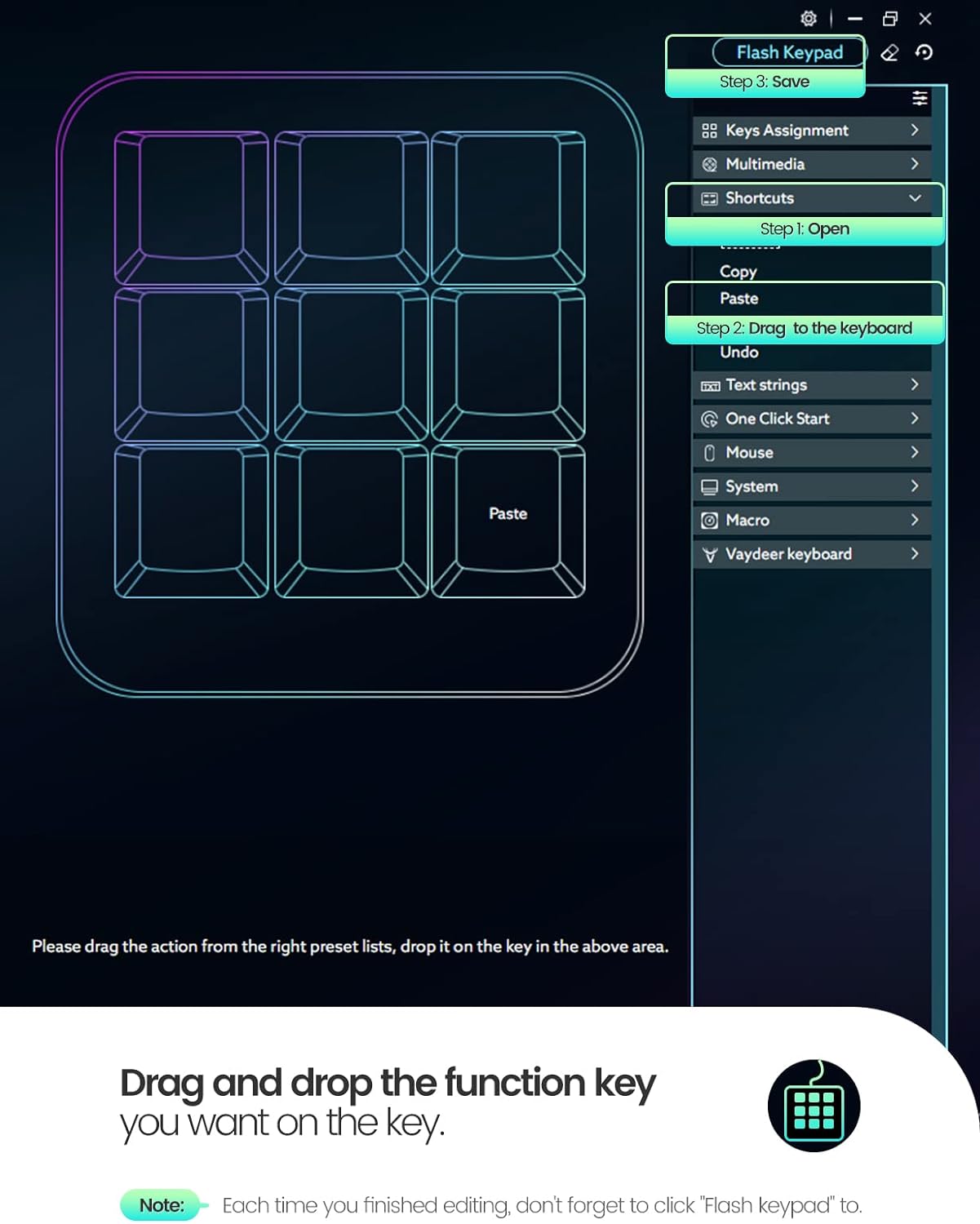 One-Handed Mechanical Keyboard Support NKRO,9 Fully Programmable Keys