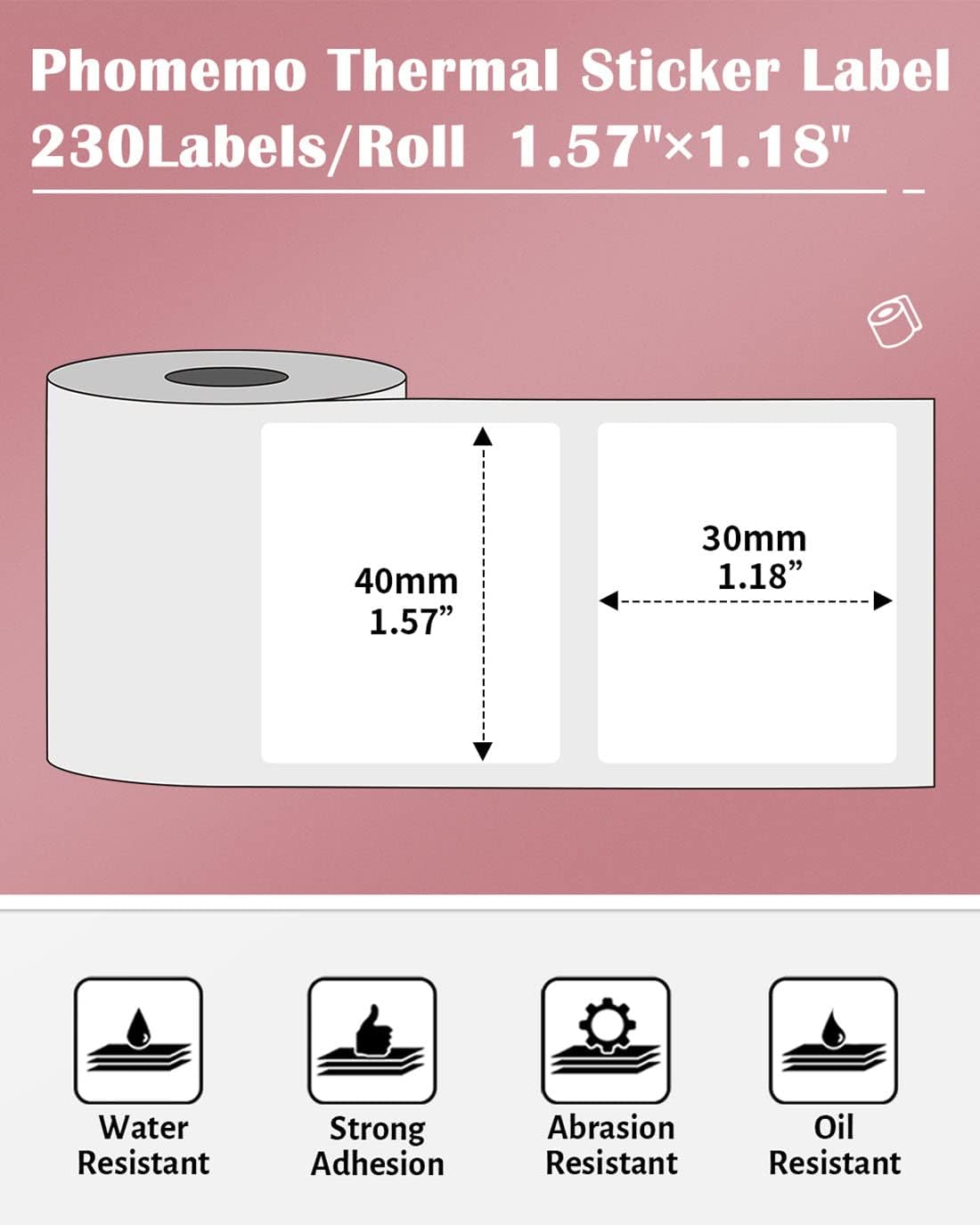 Phomemo Thermal Labels for M110/M221/M220/M120/M200,40x30mm