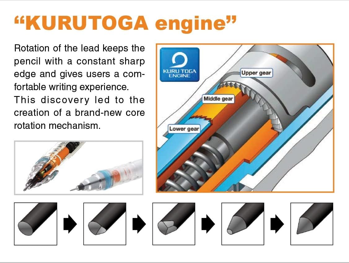 Uni Kuru Toga Roulette Mechanical Pencil,0.5 mm Silver Body