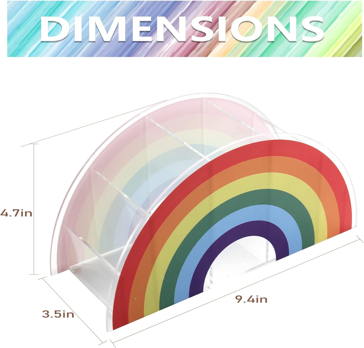 Rainbow Acrylic Pen Pencil Holder Clear Desk Organizer