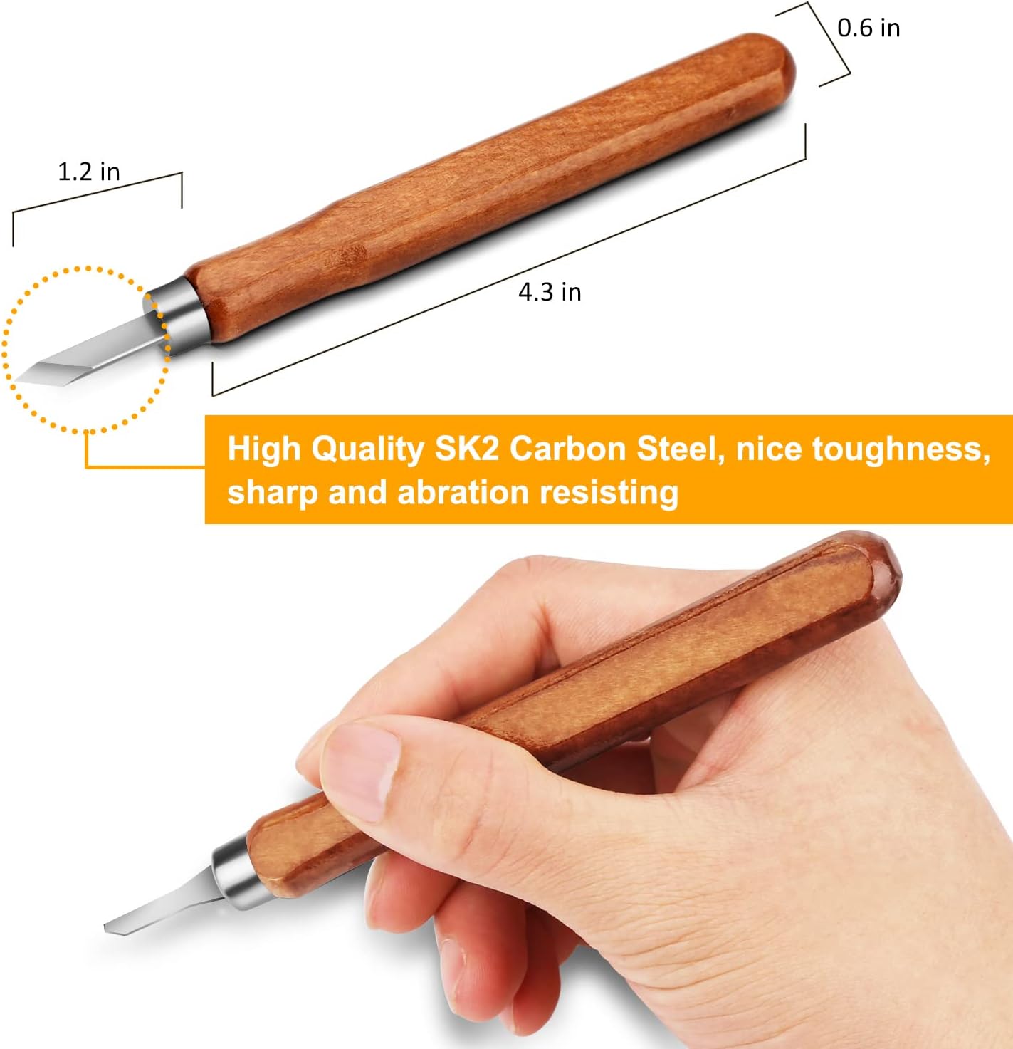 12PCS Wood Carving Tools,SK2 Carbon Steel