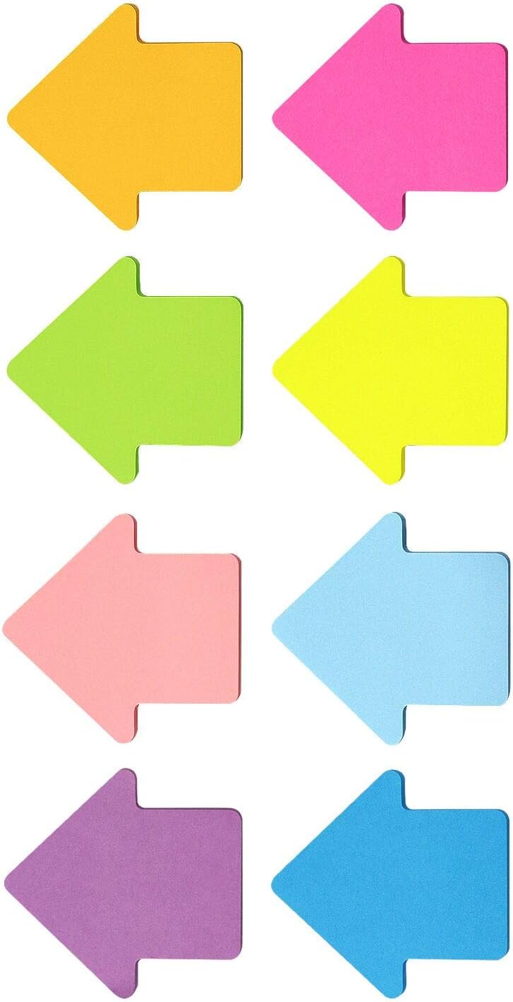 Arrow Shape Sticky Notes 8 Color 75 Sheets/Pad