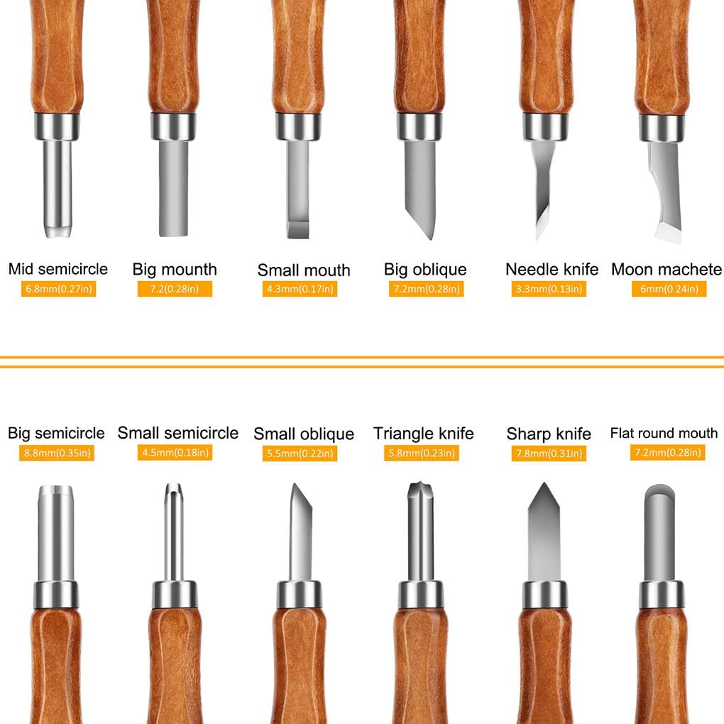 12PCS Wood Carving Tools,SK2 Carbon Steel