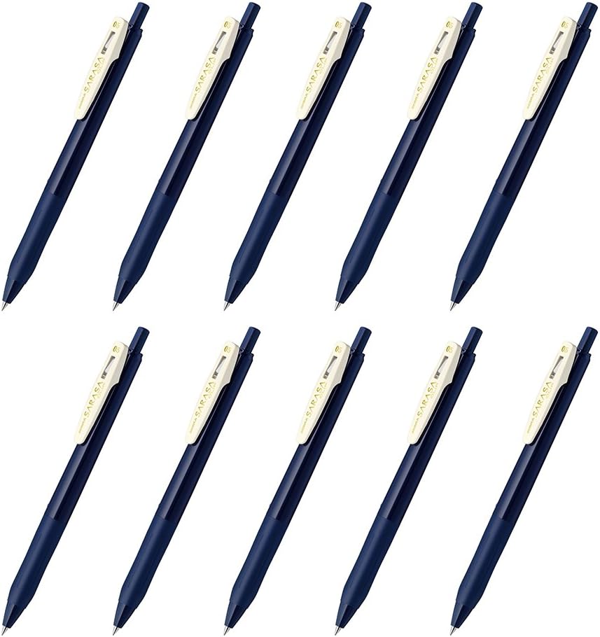 Zebra Sarasa Clip Gel Ballpoint Pen,0.5,Dark Blue,10 Pieces