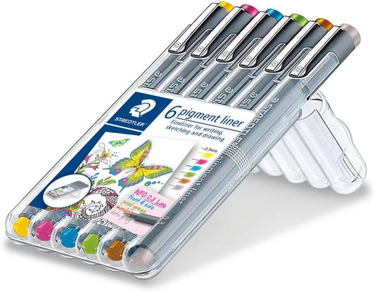 STAEDTLER 6 Color Pigment Liner Fineliner Pen 0.3mm