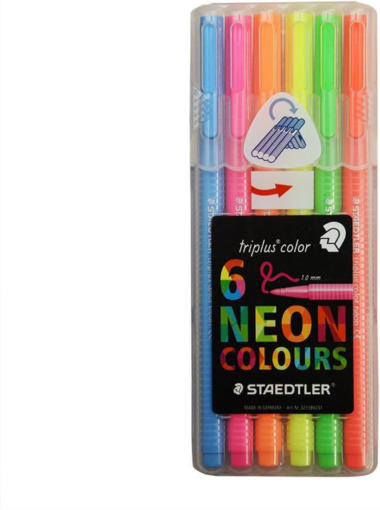 STAEDTLER 323 Triplus Color Fibre-Tip Pens,1.0 mm,6 Neon Colours