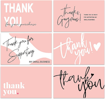 300PCS Thank You For Supporting My Business Cards Pink