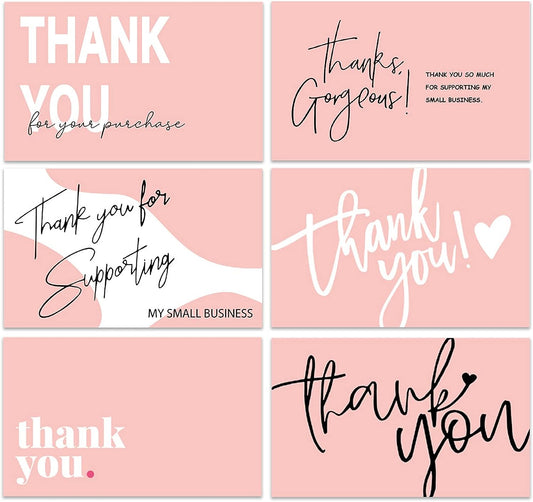 300PCS Thank You For Supporting My Business Cards Pink