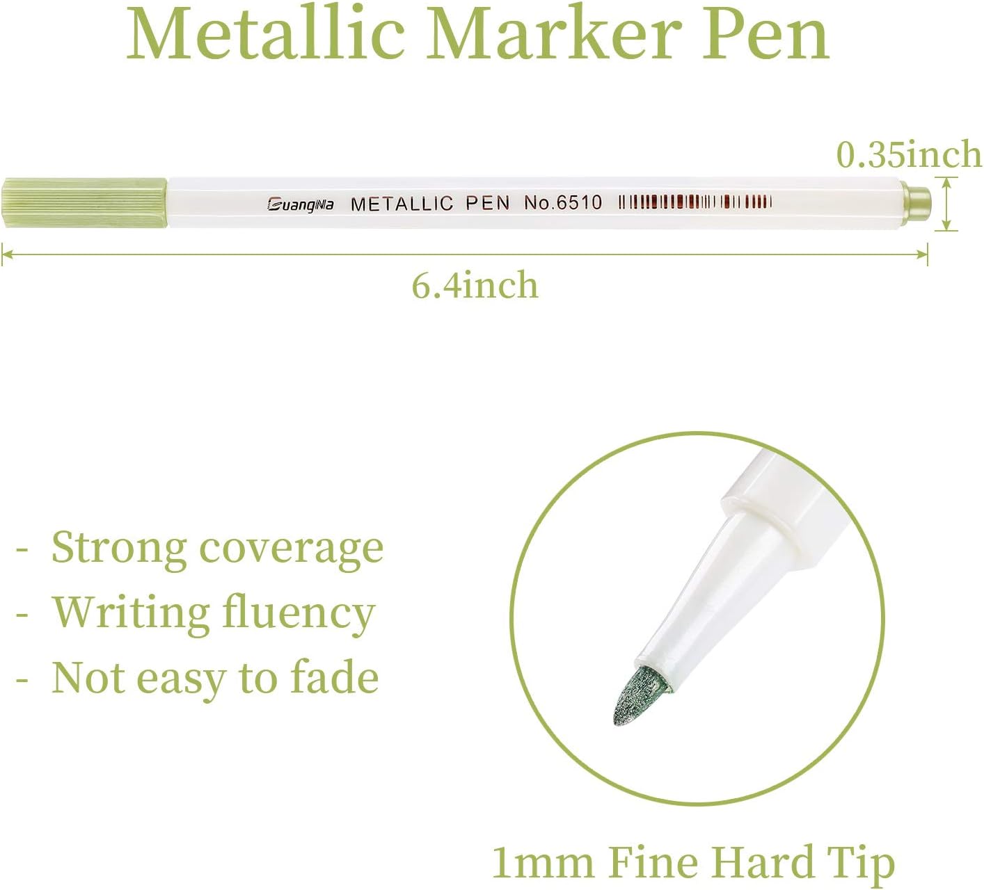 Guangna Metallic Marker Pens,30 Assorted Colors Fine Tip