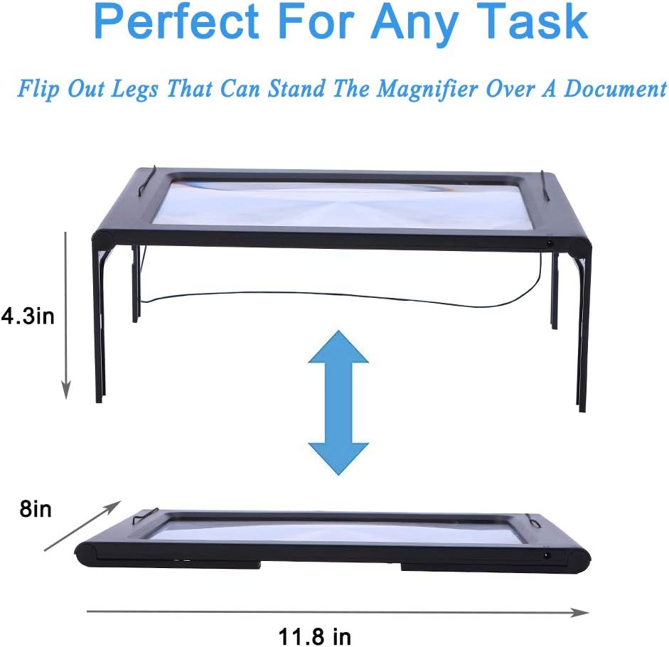 Large Magnifying Glass Hands-Free Full-Page 2.5X Magnifier