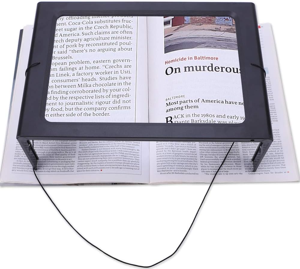 Large Magnifying Glass Hands-Free Full-Page 2.5X Magnifier