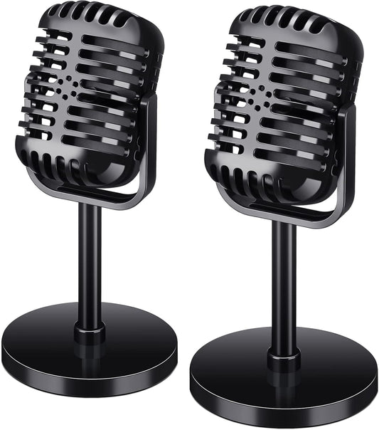 2pcs Retro Microphone Props Model Plastic Fake Microphone Decor