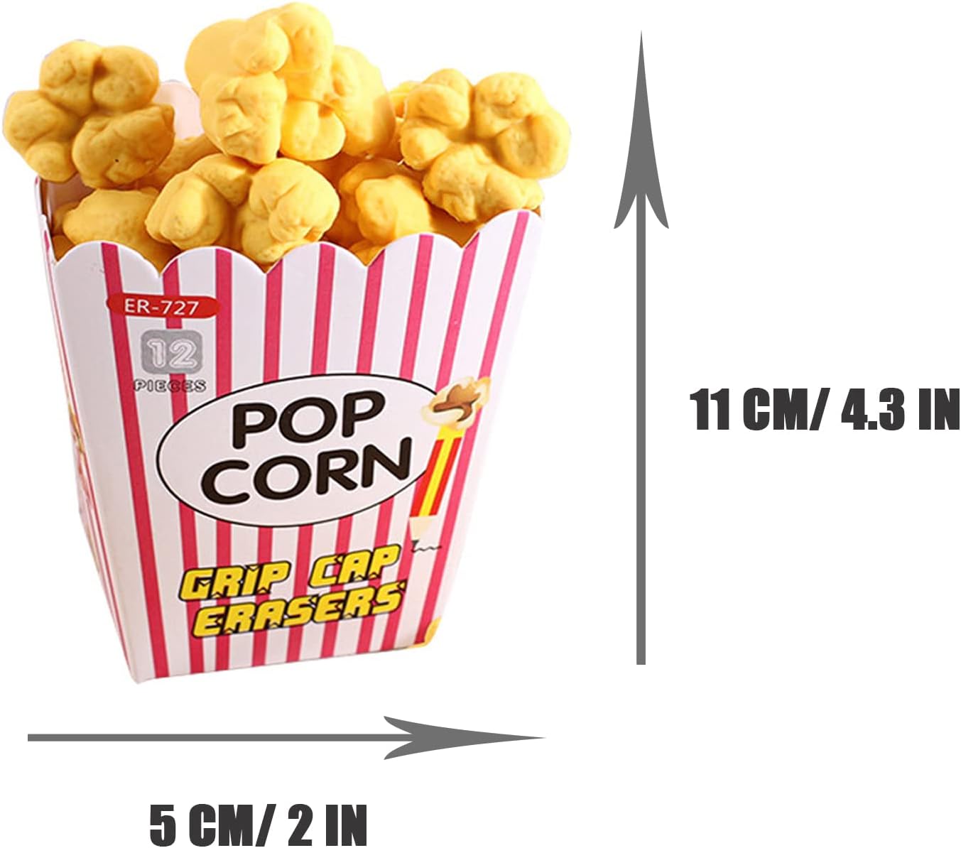 Food Popcorn Pencil Top Erasers 36 Pack