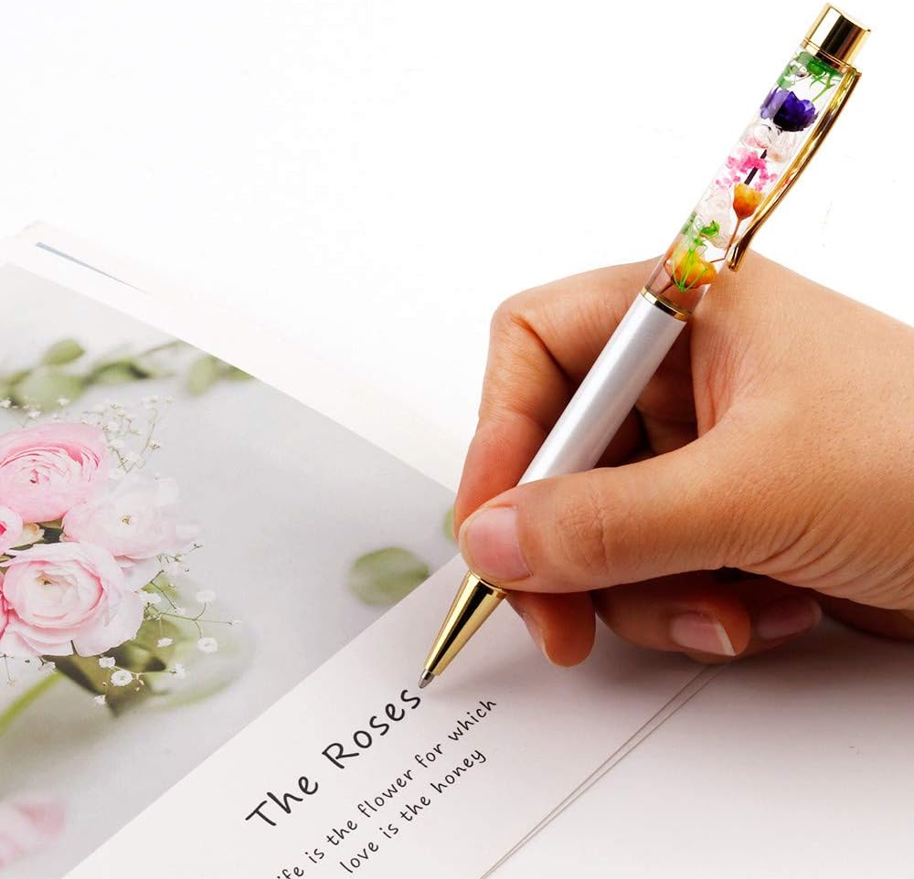 5 Color Metal Ballpoint Pens with Herbarium Floral