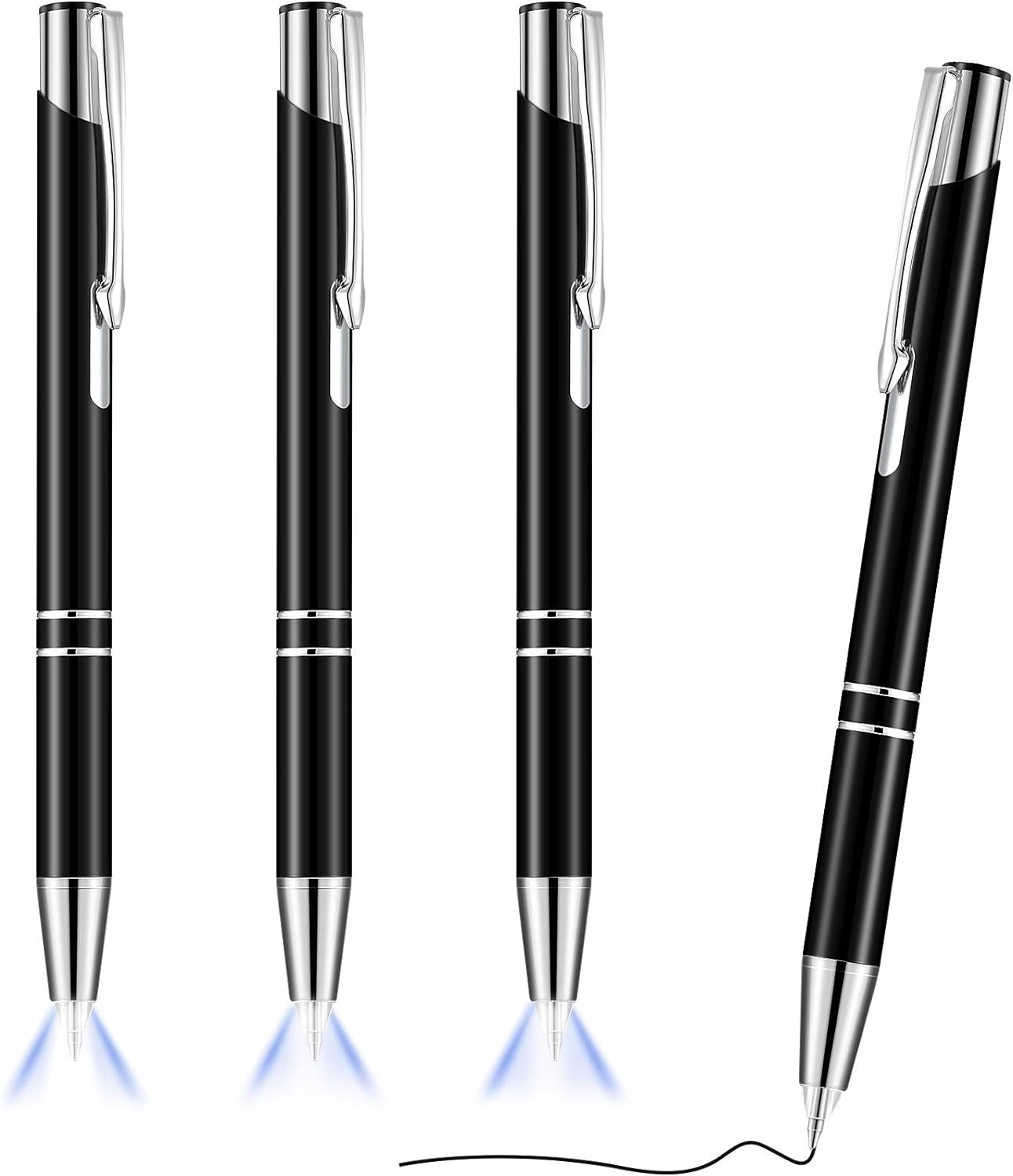 4 Pack Ballpoint Pens with LED Light for Writing in the Dark