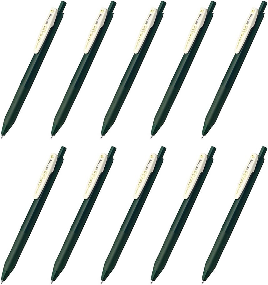 Zebra Sarasa Clip Gel Ballpoint Pen,0.5,Green Black,10 Pieces