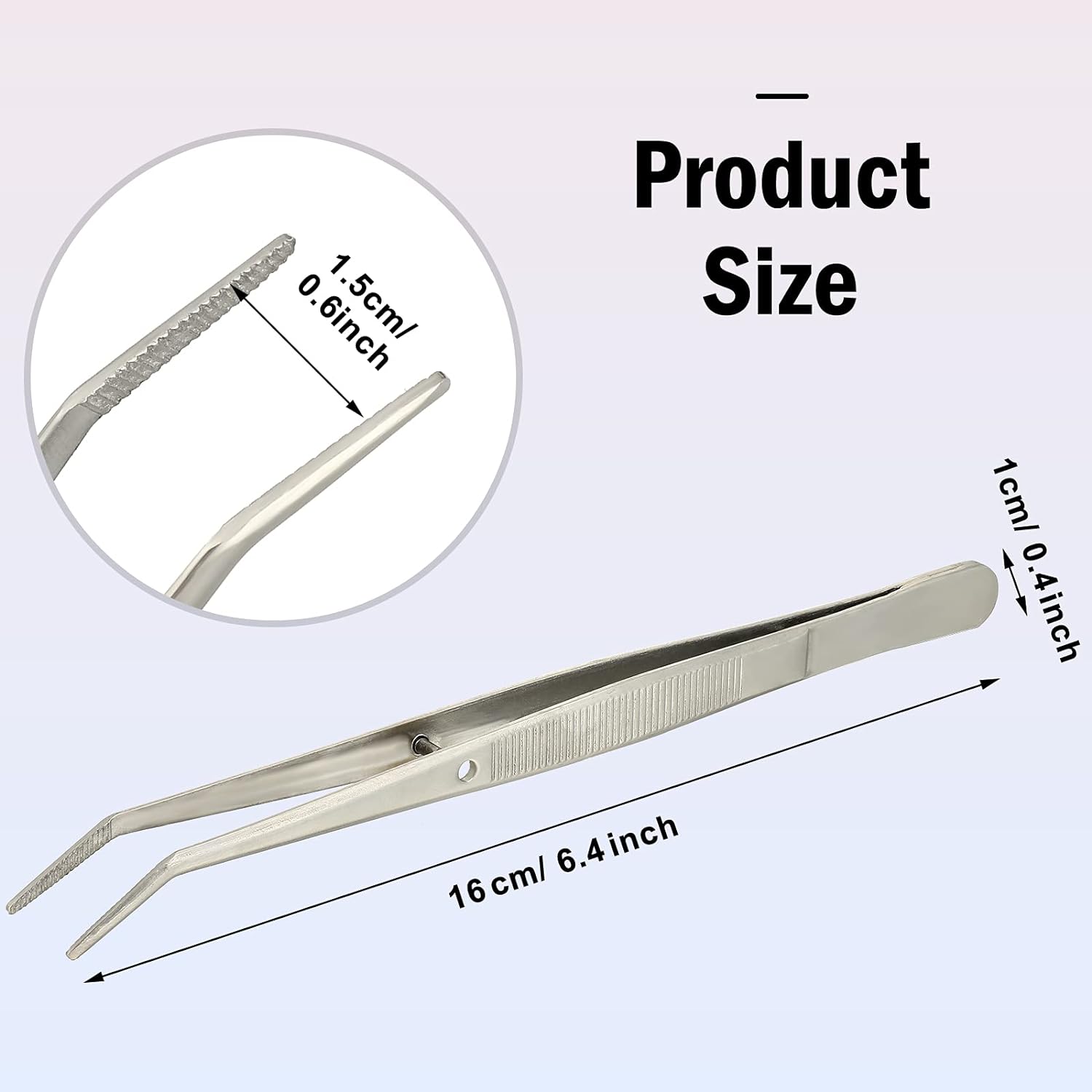 Stainless Steel Tweezers with Curved Serrated Tip for Craft 10 Pack