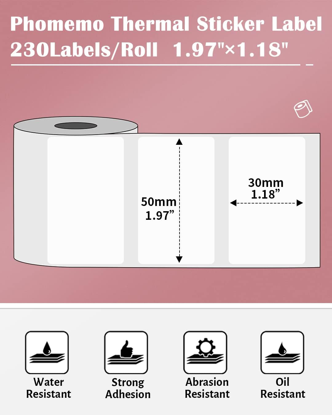 Phomemo Thermal Labels for M110/M221/M220/M120/M200,50x30mm