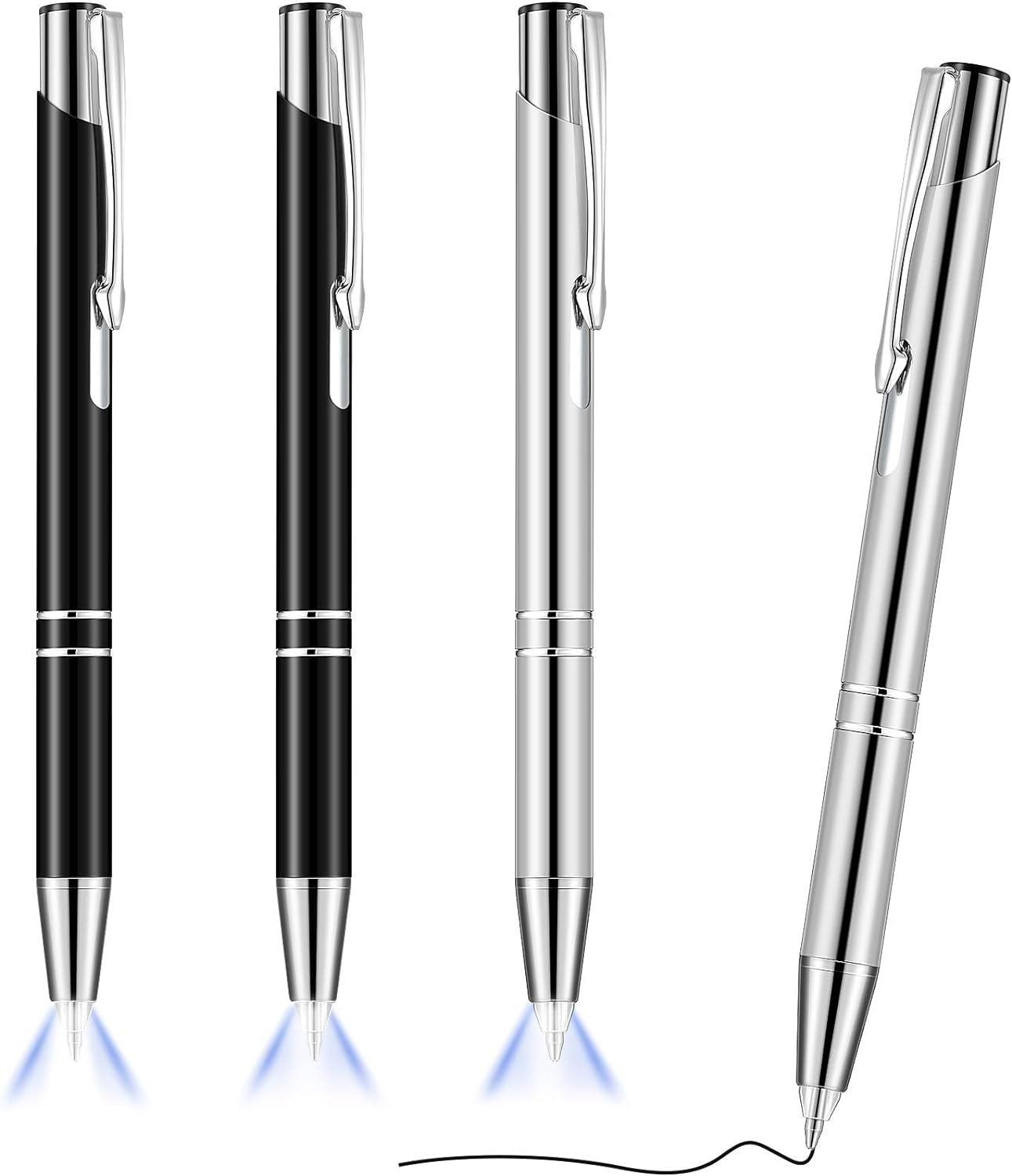 4 Pack Ballpoint Pens with LED Light for Writing in the Dark