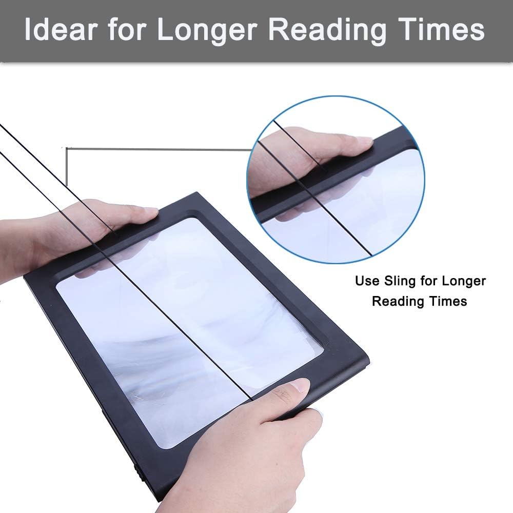 Large Magnifying Glass Hands-Free Full-Page 2.5X Magnifier