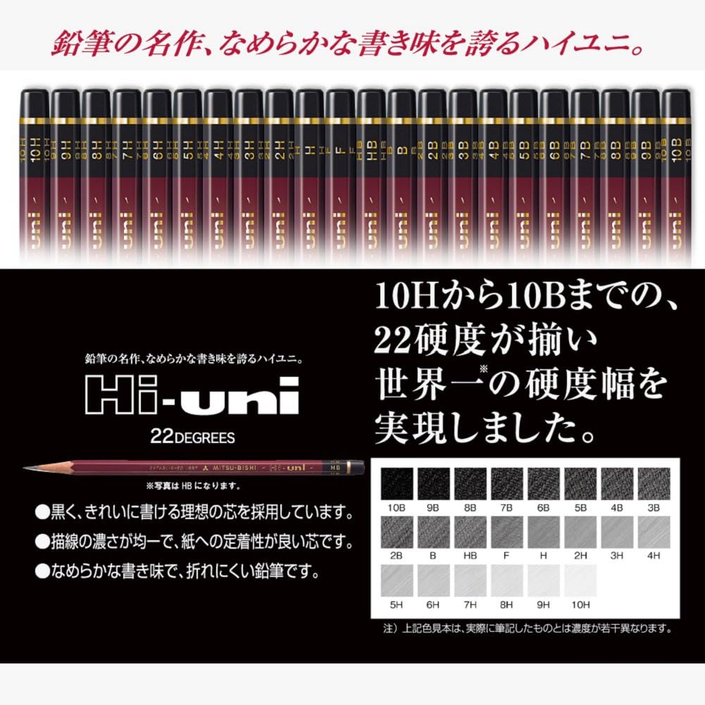 Mitsubishi Hi-Uni Wooden Pencils - 10B to 10B - 2 Pack